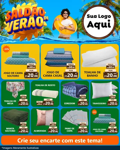 Modelo de Rede Social para Feed Instagram com o tema Saldão de Verão para Cama, Mesa e Banho