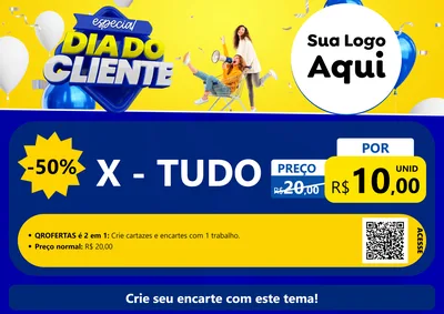 Modelo de Cartaz para Cartaz A4 Horizontal com o tema Especial Dia do Cliente para Hamburgueria