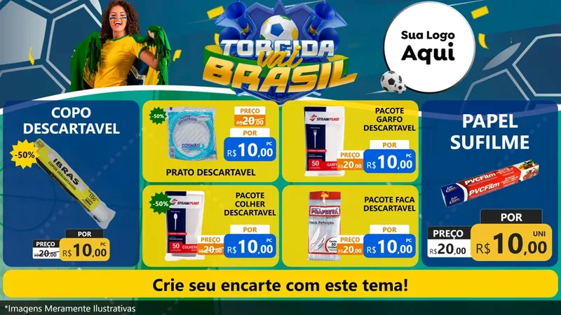 Modelo de TV para TV Horizontal com o tema Torcida Vai Brasil - Copa para Embalagens