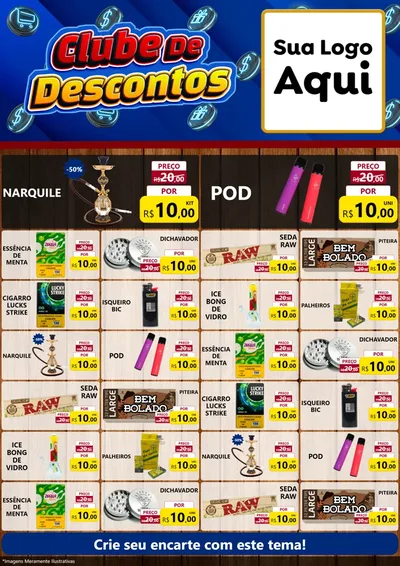 Modelo de Encarte para Encarte A4 Vertical com o tema Clube de Descontos para Tabacaria