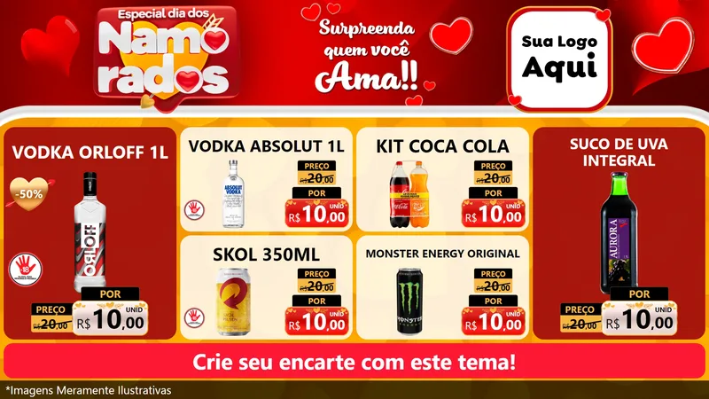 Modelo de TV para TV Horizontal com o tema Especial Dia dos Namorados para Distribuidora de bebidas
