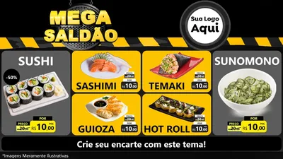 Modelo de TV para TV Horizontal com o tema Mega Saldão para Comida japonesa