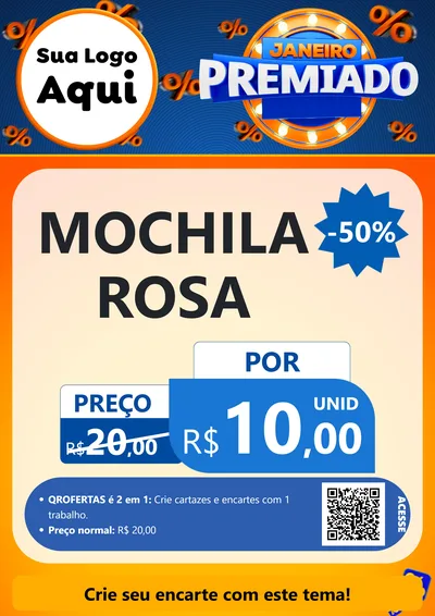Modelo de Cartaz para Cartaz A4 Vertical com o tema Janeiro Premiado para Papelaria