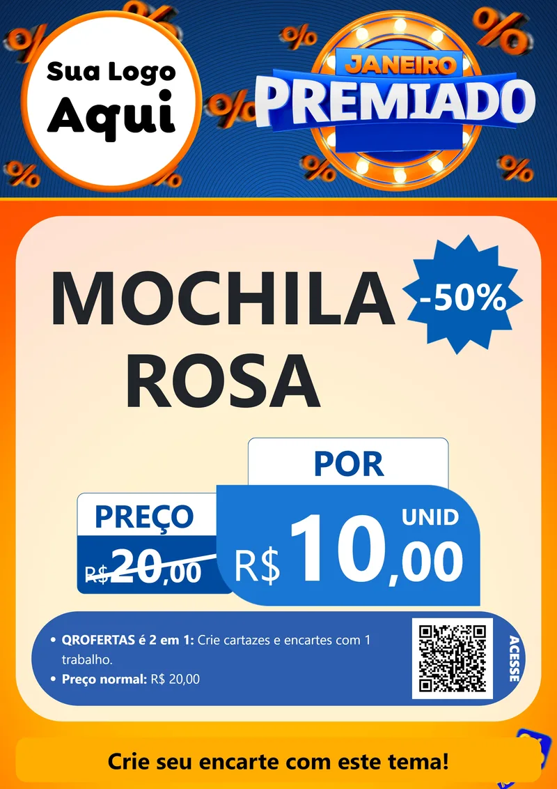 Modelo de Cartaz para Cartaz A4 Vertical com o tema Janeiro Premiado para Papelaria