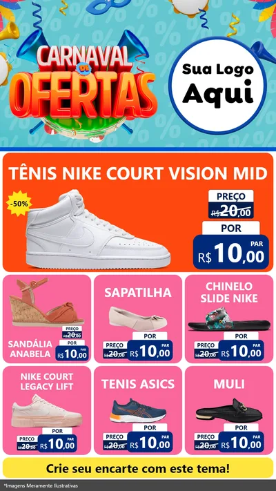 Modelo de Rede Social para Stories com o tema Carnaval de Ofertas para Calçados
