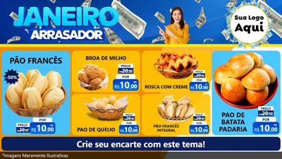 Modelo de TV para TV Horizontal com o tema Janeiro Arrasador para Padaria