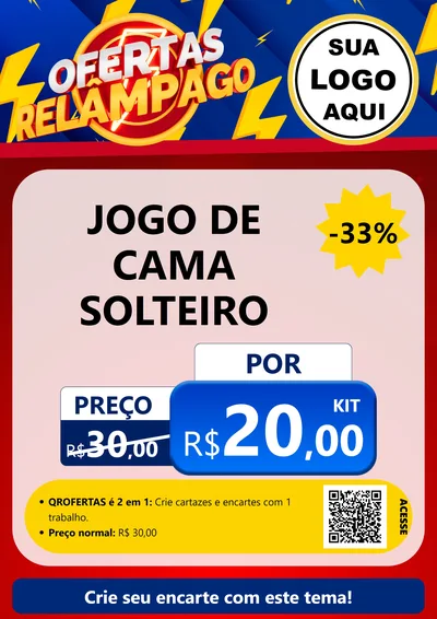 Modelo de Cartaz para Cartaz A4 Vertical com o tema Ofertas Relâmpago para Cama, Mesa e Banho
