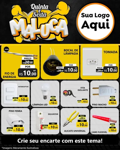 Modelo de Rede Social para Feed Instagram com o tema Quinta e Sexta Maluca para Materiais Elétricos