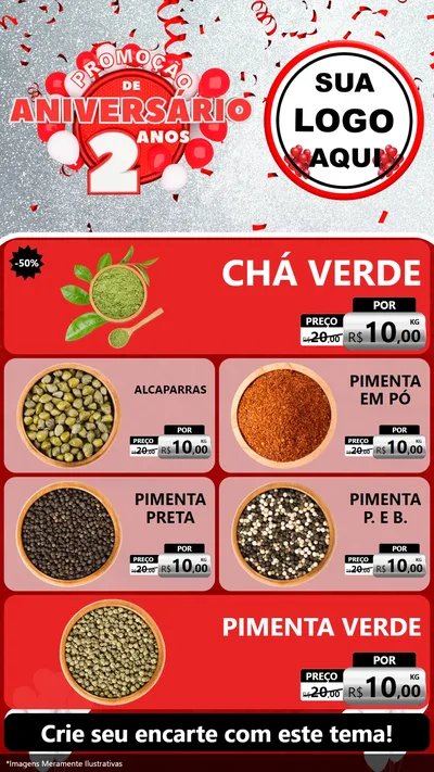 Modelo de TV para TV Vertical com o tema Promoção de Aniversário - 2 Anos para Produtos Naturais