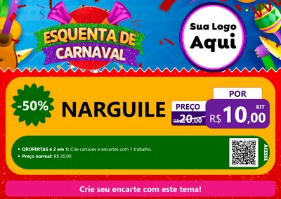 Modelo de Cartaz para Cartaz A4 Horizontal com o tema Esquenta de Carnaval para Tabacaria