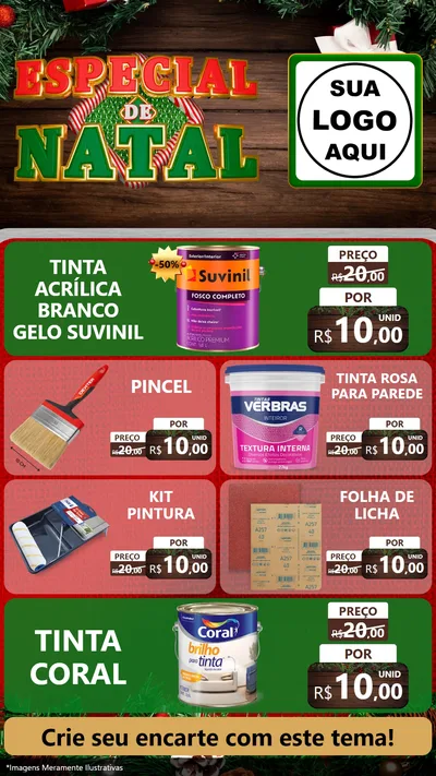Modelo de TV para TV Vertical com o tema Especial de Natal para Tintas e Ferramentas