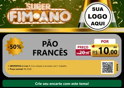 Modelo de Cartaz para Cartaz A4 Horizontal com o tema Super Fim de Ano para Padaria