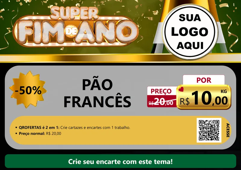 Modelo de Cartaz para Cartaz A4 Horizontal com o tema Super Fim de Ano para Padaria