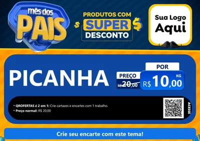 Modelo de Cartaz para Cartaz A4 Horizontal com o tema Mês dos Pais para Açougue