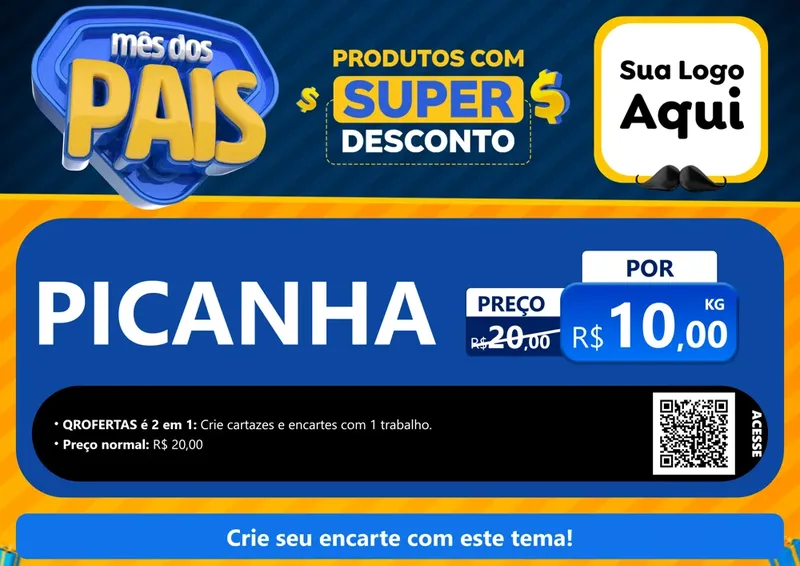 Modelo de Cartaz para Cartaz A4 Horizontal com o tema Mês dos Pais para Açougue