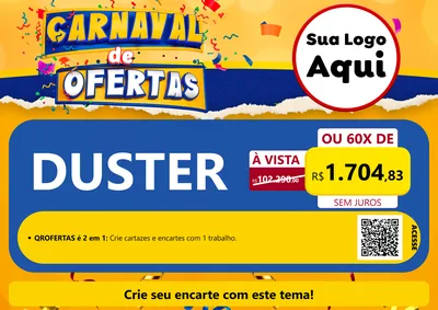 Modelo de Cartaz para Cartaz A4 Horizontal com o tema Carnaval de Ofertas para Concessionaria de Carros