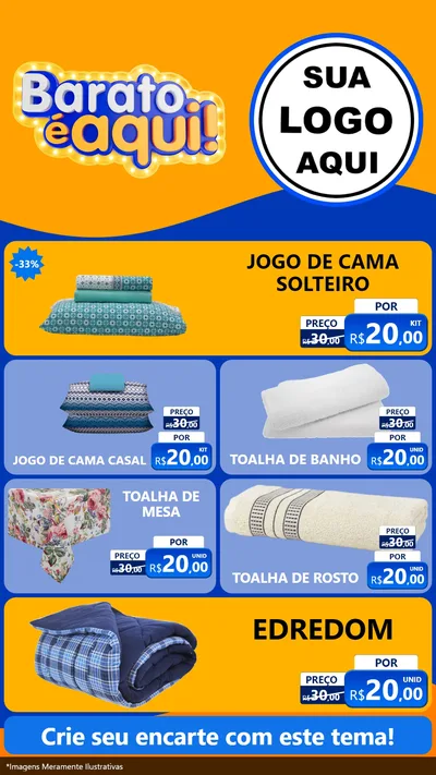 Modelo de TV para TV Vertical com o tema Barato é aqui para Cama, Mesa e Banho