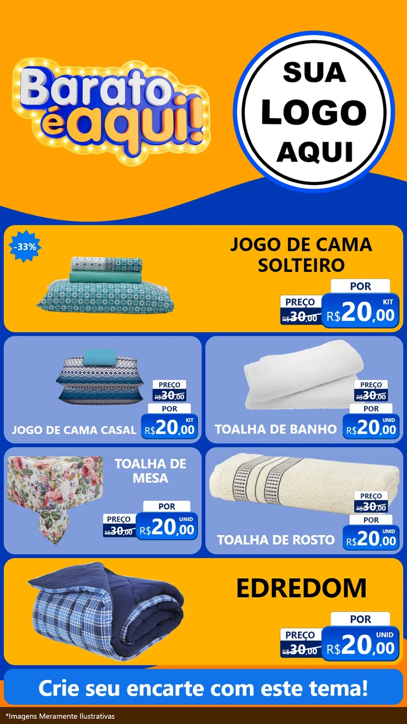 Modelo de TV para TV Vertical com o tema Barato é aqui para Cama, Mesa e Banho