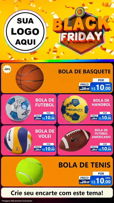Modelo de TV para TV Vertical com o tema Black Friday para Artigos Esportivos