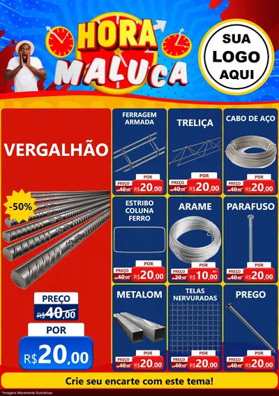 Modelo de Encarte para Encarte A4 Vertical com o tema Hora Maluca para Ferragens