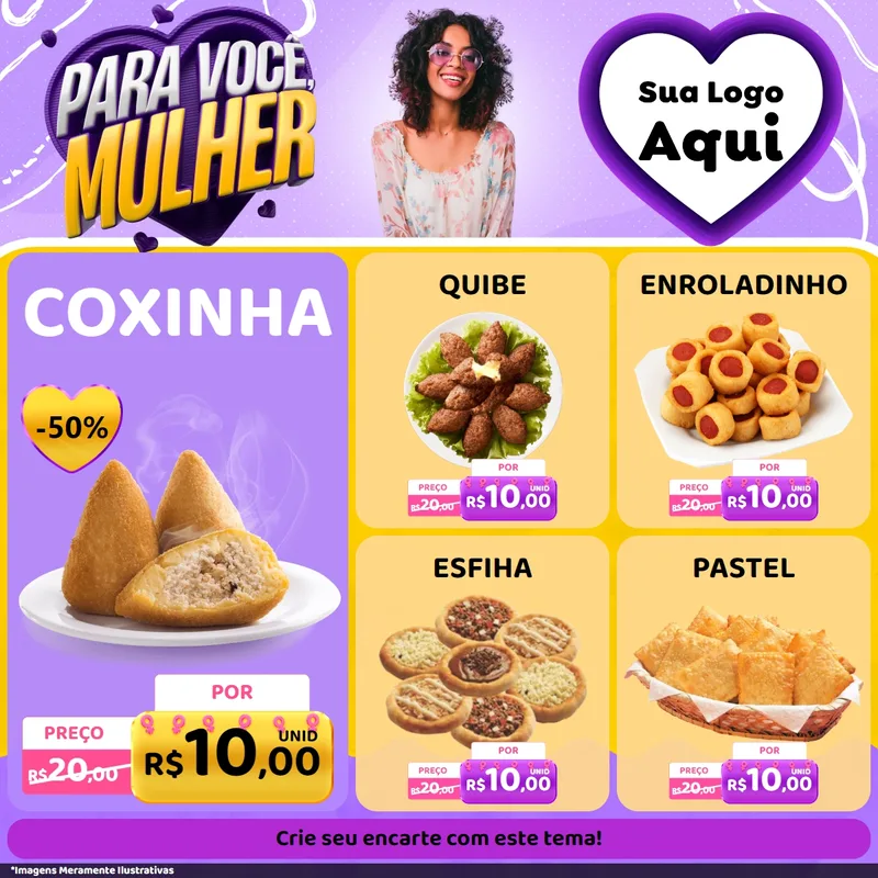 Modelo de Rede Social para Feed Facebook com o tema Para Você, Mulher para Salgadaria
