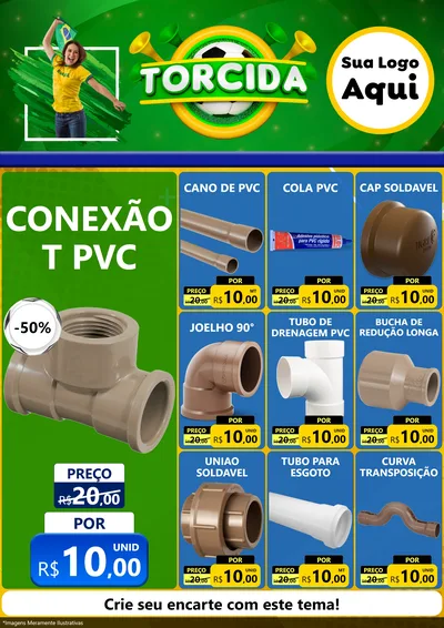 Modelo de Encarte para Encarte A4 Vertical com o tema Torcida para Tubos e conexões