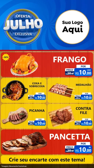 Modelo de TV para TV Vertical com o tema Oferta Exclusiva, Julho para Assados