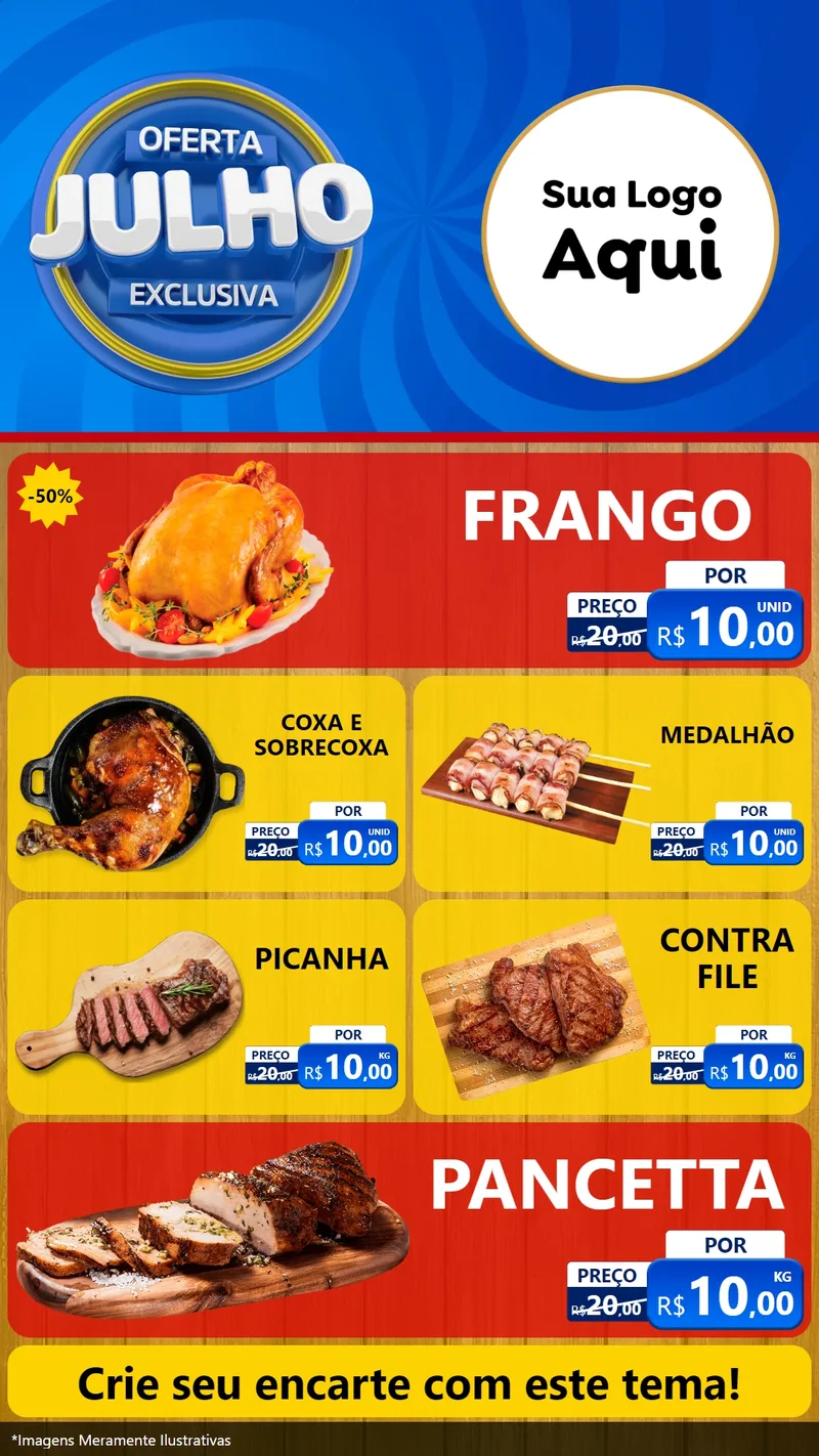 Modelo de TV para TV Vertical com o tema Oferta Exclusiva, Julho para Assados