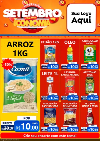 Modelo de Encarte para Encarte A4 Vertical com o tema Operação Setembro Com Muita Economia para Supermercado