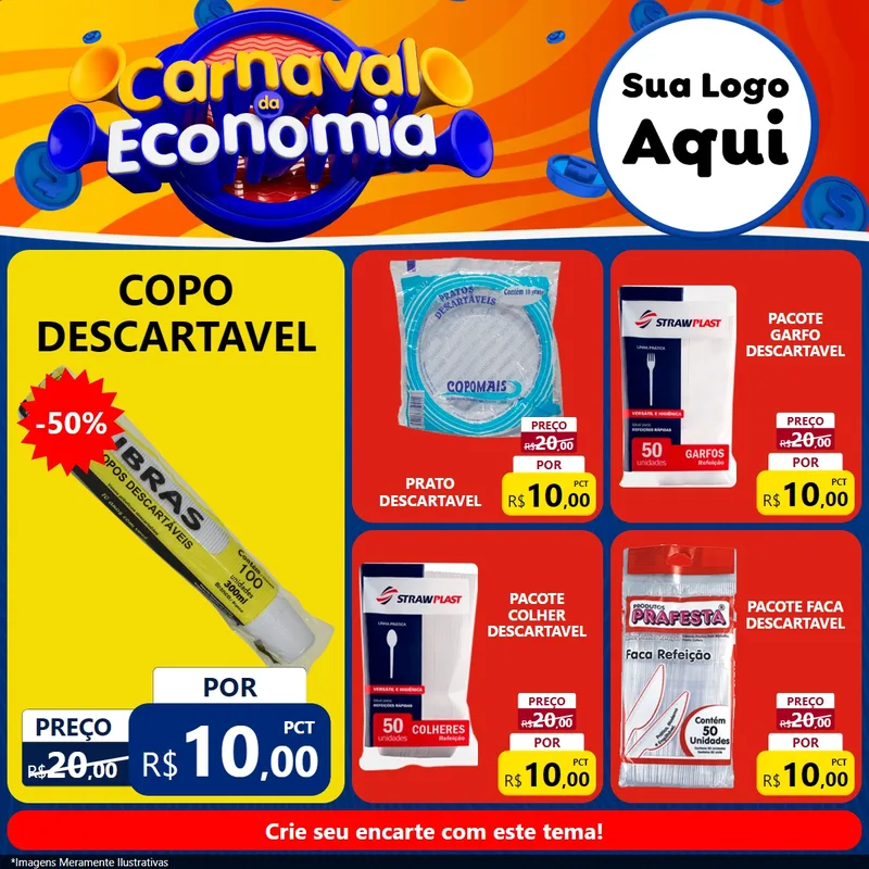 Modelo de Rede Social para Feed Facebook com o tema Carnaval da Economia para Embalagens