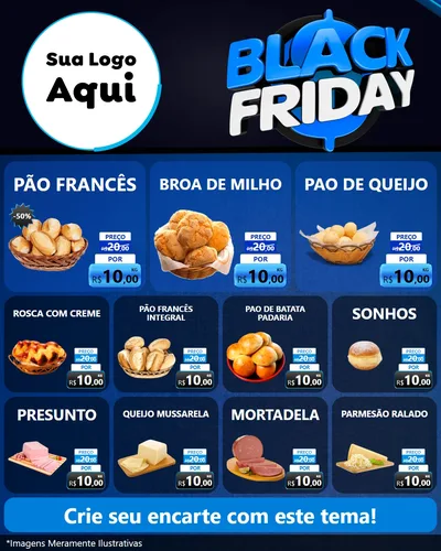 Modelo de Rede Social para Feed Instagram com o tema Black Friday para Padaria