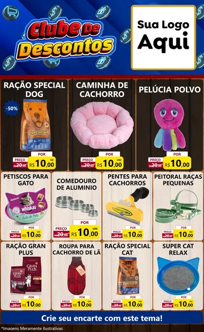 Modelo de Encarte para Encarte Grande com o tema Clube de Descontos para Pet Shop