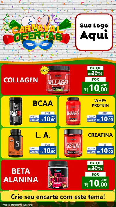 Modelo de TV para TV Vertical com o tema Carnaval de Ofertas para Suplementos alimentares