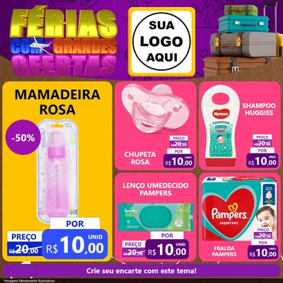 Modelo de Rede Social para Feed Facebook com o tema Férias com Grandes Ofertas para Bebês