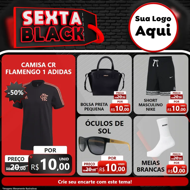 Modelo de Rede Social para Feed Facebook com o tema Sexta Black para Roupas e acessórios