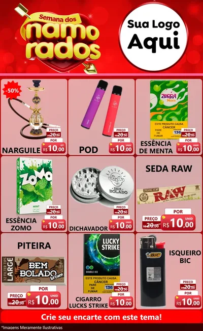 Modelo de Encarte para Encarte Grande com o tema Semana dos namorados para Tabacaria