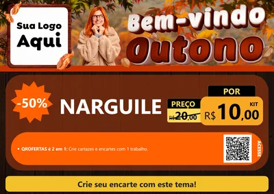 Modelo de Cartaz para Cartaz A4 Horizontal com o tema Bem-vindo Outono para Tabacaria
