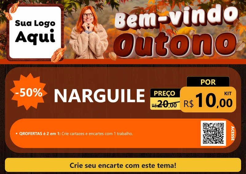 Modelo de Cartaz para Cartaz A4 Horizontal com o tema Bem-vindo Outono para Tabacaria