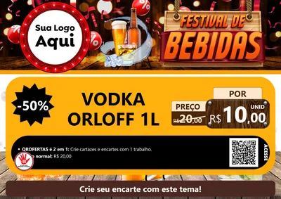 Modelo de Cartaz para Cartaz A4 Horizontal com o tema Festival de Bebidas para Distribuidora de bebidas