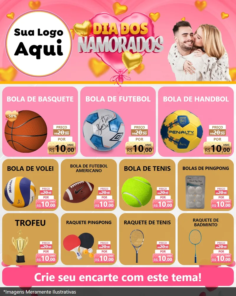 Modelo de Rede Social para Feed Instagram com o tema Dia dos Namorados para Artigos Esportivos