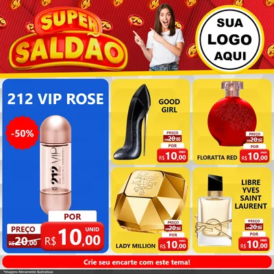 Modelo de Rede Social para Feed Facebook com o tema Super Saldão para Perfumes