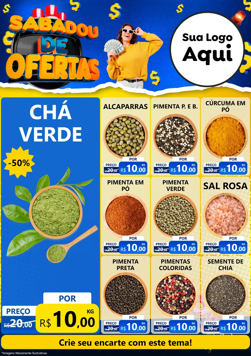 Modelo de Encarte para Encarte A4 Vertical com o tema Sabadou de Ofertas para Produtos Naturais