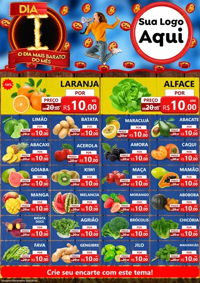 Modelo de Encarte para Encarte A4 Vertical com o tema Dia I - O Dia Mais Barato Do Mês para Hortifrúti