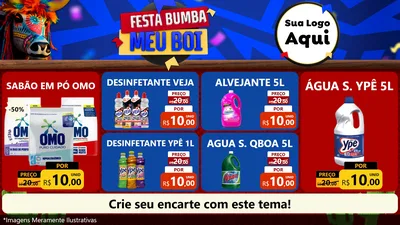Modelo de TV para TV Horizontal com o tema Festa Bumba meu Boi para Produtos de Limpeza