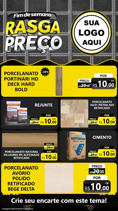 Modelo de TV para TV Vertical com o tema Fim de Semana Rasga Preço para Pisos e revestimentos