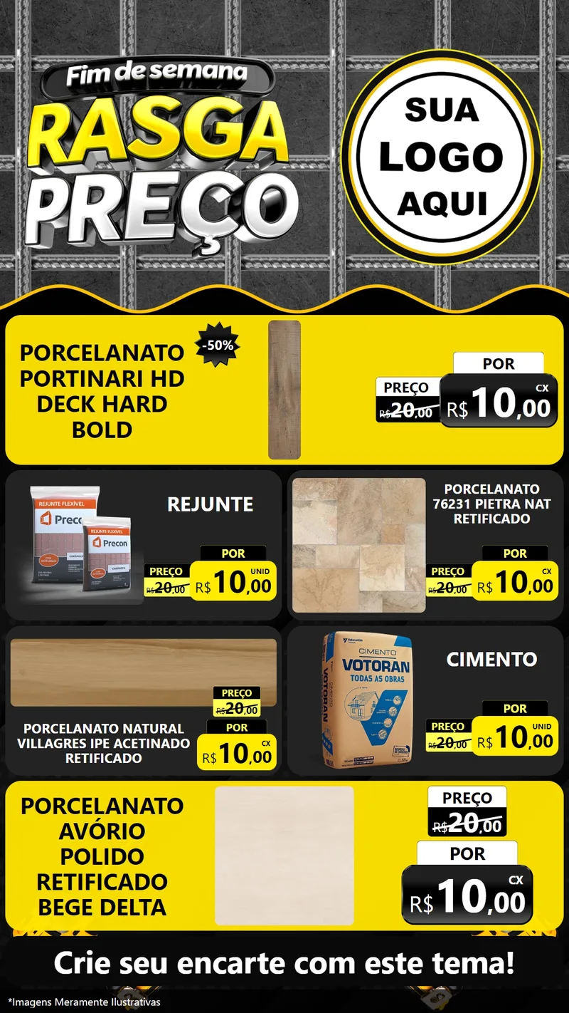 Modelo de TV para TV Vertical com o tema Fim de Semana Rasga Preço para Pisos e revestimentos