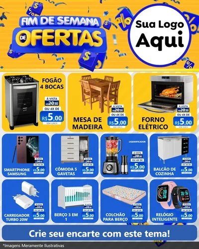 Modelo de Rede Social para Feed Instagram com o tema Fim de Semana de Ofertas para Móveis e Eletro