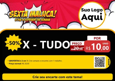 Modelo de Cartaz para Cartaz A4 Horizontal com o tema Sexta Maluca! para Hamburgueria