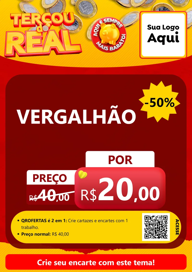 Modelo de Cartaz para Cartaz A4 Vertical com o tema Terçou do Real para Ferragens