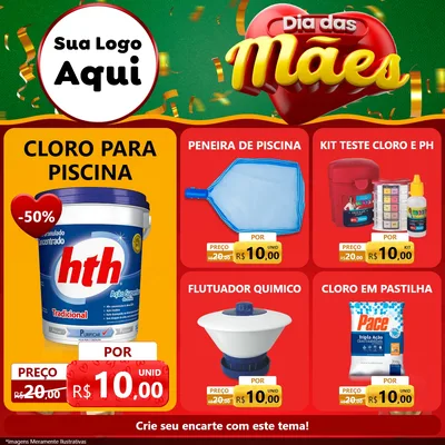 Modelo de Rede Social para Feed Facebook com o tema Dia das Mães para Produtos para Piscina
